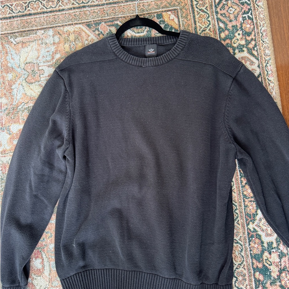 Dockers Black Crewneck Sweater Classic Knit Pullover